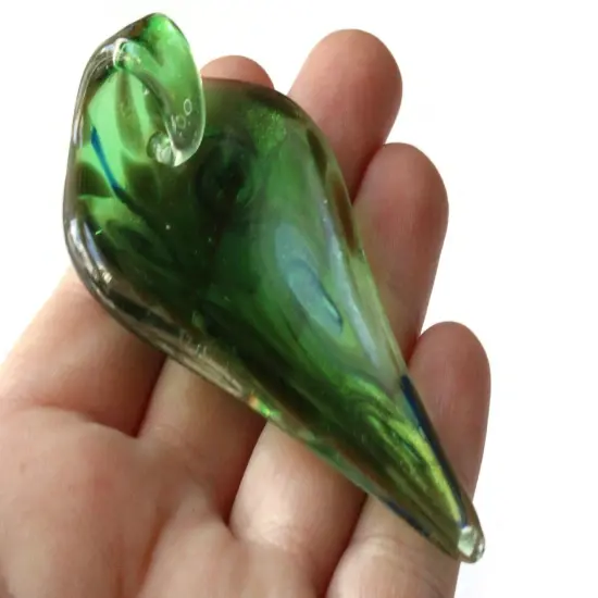 72mm Green Foil Glass Drip Pendant {3}
