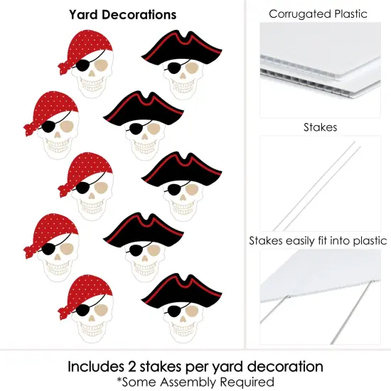 Big Dot of Happiness Beware of Pirates - Pirate Skulls Lawn Decorations - Outdoor Pirate Birthday Party Yard Decorations - 10 Piece {7}