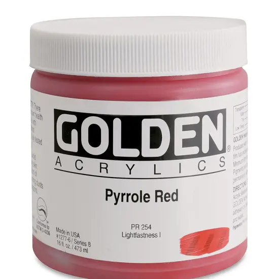 Golden Heavy Body Artist Acrylics - Pyrrole Red, 16 oz Jar {2}