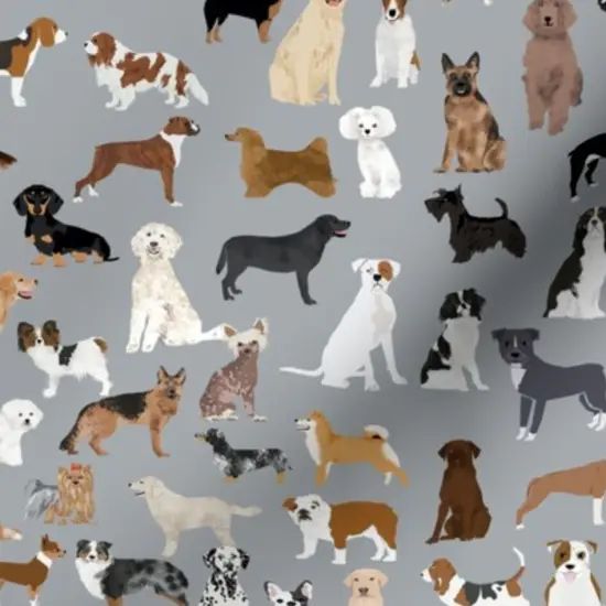 Various Fabrics by the Yard or Fat Quarter Dogs Watercolor Pets Animals Playroom Nursery Gray Custom Printed Fabric by Spoonflower {7}