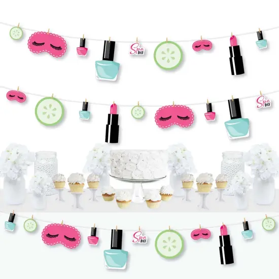 Big Dot of Happiness Spa Day - Girls Makeup Party DIY Decorations - Clothespin Garland Banner - 44 Pieces {1}