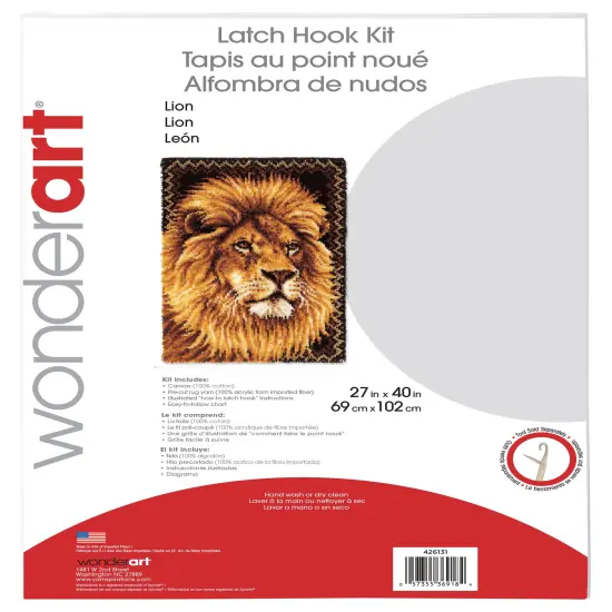 Wonderart Latch Hook Kit 27"X40"-Lion {3}