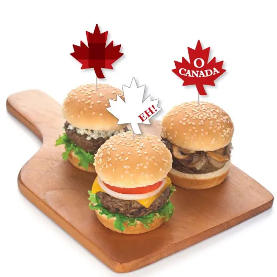 Big Dot of Happiness Canada Day - Dessert Cupcake Toppers - Canadian Party Clear Treat Picks - Set of 24 {4}