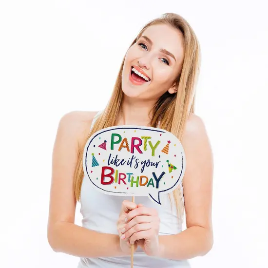 Big Dot of Happiness Cheerful Happy Birthday - Colorful Birthday Party Photo Booth Props Kit - 20 Count {4}