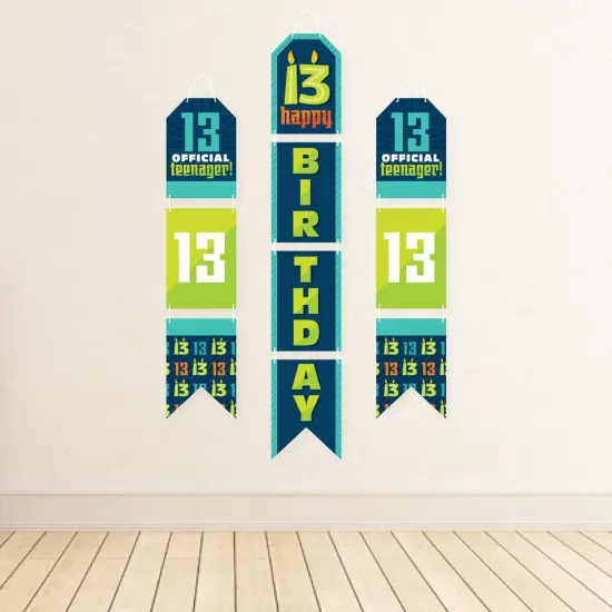 Big Dot of Happiness Boy 13th Birthday - Hanging Vertical Paper Door Banners - Official Teenager Birthday Party Wall Decor Kit- Indoor Door Decor {4}