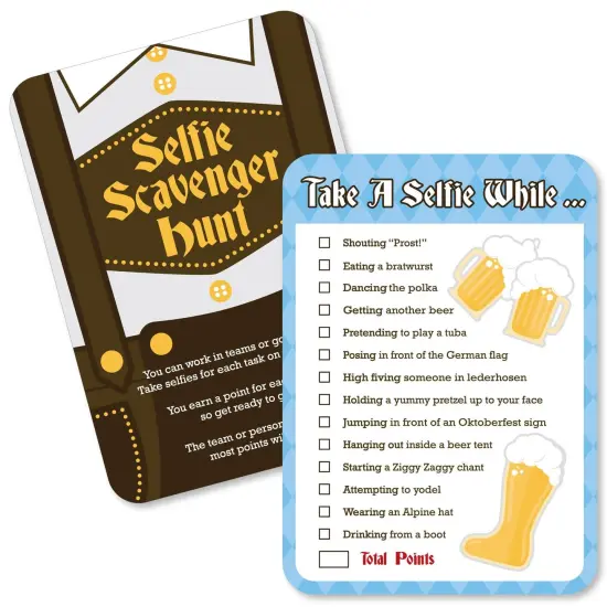 Big Dot of Happiness Oktoberfest - Selfie Scavenger Hunt - Beer Festival Game - Set of 12 {1}