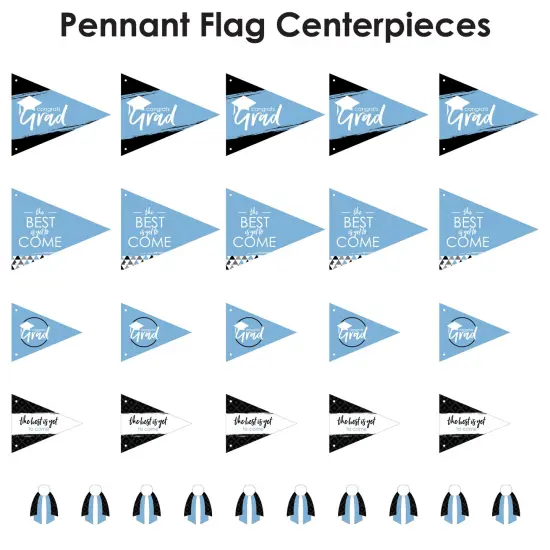 Big Dot of Happiness Light Blue Grad - Best is Yet to Come - Triangle Light Blue Graduation Party Photo Props - Pennant Flag Centerpieces - Set of 20 {7}