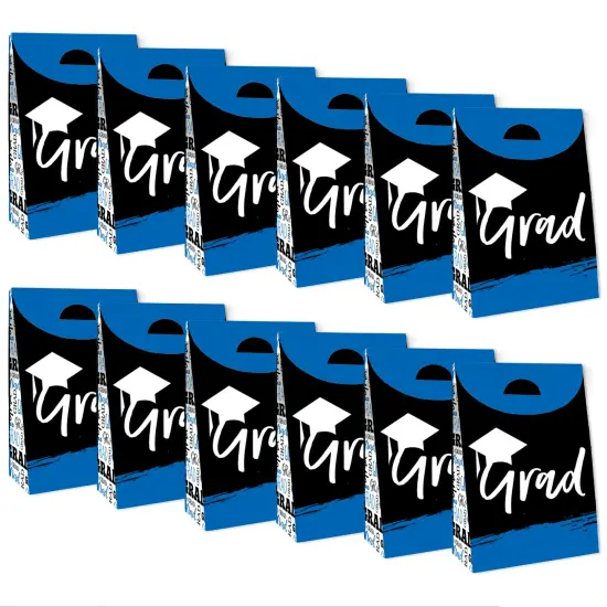 Big Dot of Happiness Blue Grad - Best is Yet to Come - Royal Blue Graduation Gift Favor Bags - Party Goodie Boxes - Set of 12 {6}