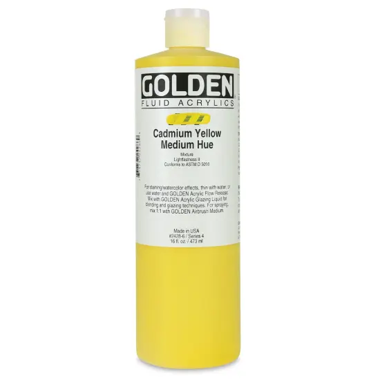 Golden Fluid Acrylics - Cadmium Yellow Medium Hue, 16 oz bottle {1}