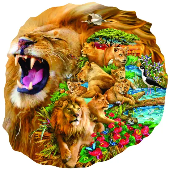Sunsout Lion Family 600 pc Special Shape Jigsaw Puzzle 97010 {1}