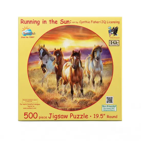 Sunsout Running in the sun 500 pc Round Jigsaw Puzzle 70997 {4}