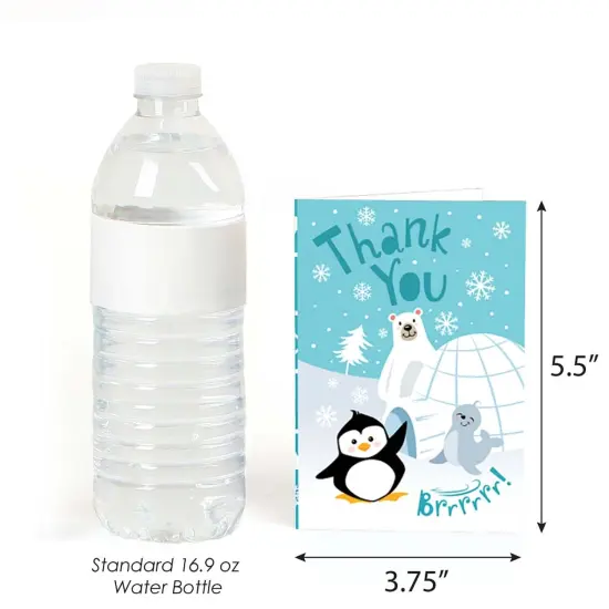 Big Dot of Happiness Arctic Polar Animals - Winter Baby Shower or Birthday Party Thank You Cards (8 Count) {4}