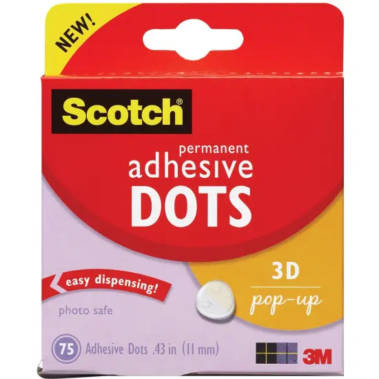 Scotch Permanent Adhesive Dots-3D Pop-Up .43" 75/Pkg {1}