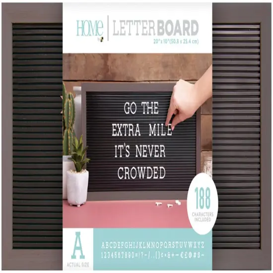 DCWV Framed Letterboard 20"X10"-Gray Stained W/Black Insert {1}