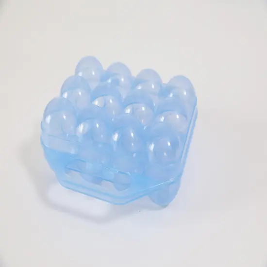 Clear Plastic Egg Carton, 12 Egg Holder Carrying Case with Handle Blue {5}