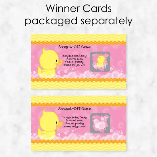 Big Dot of Happiness Pink Ducky Duck - Girl Baby Shower or Birthday Party Game Scratch Off Cards - 22 Count {4}