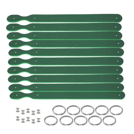 Blank Leather Keychains &ndash; 3/4" Full Grain DIY Kit (10 Pack)-Promotional-Fundraising-Personalized Gifts Kelly Green {1}