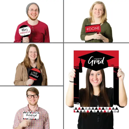 Big Dot of Happiness Red Grad - Best is Yet to Come - Red Graduation Party Selfie Photo Booth Picture Frame & Props - Printed on Sturdy Material {3}