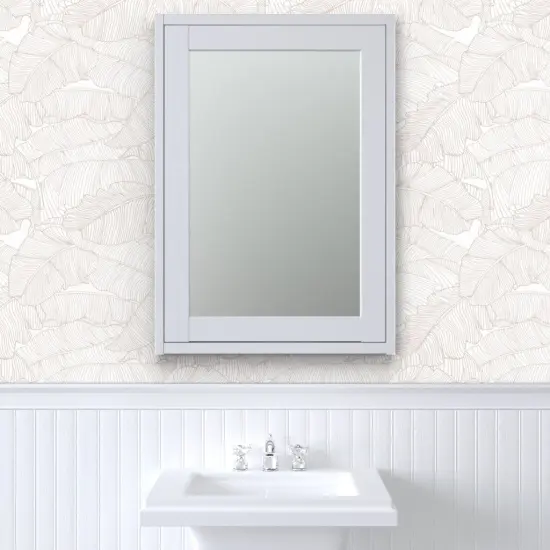 Pre-Pasted Wallpaper 2FT Wide Neutral Tropical Jumbo Scale Soft Blush Pink Modern Jungle Custom Pre-pasted Wallpaper by Spoonflower {6}