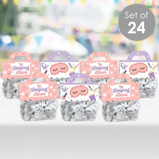 Big Dot of Happiness Pajama Slumber Party - DIY Girls Sleepover Birthday Party Clear Goodie Favor Bag Labels - Candy Bags with Toppers - Set of 24 {6}