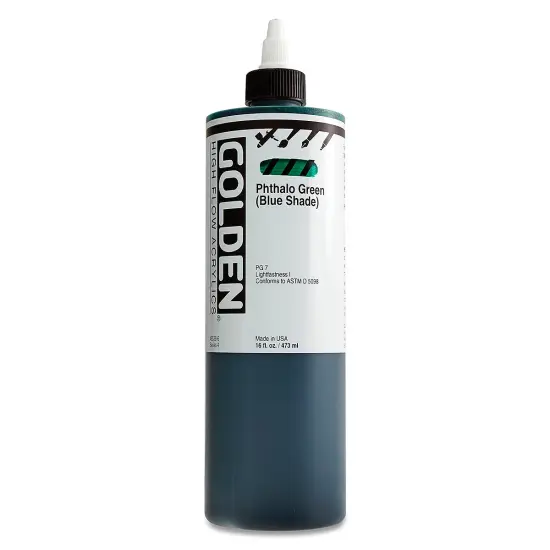 Golden High Flow Acrylics - Phthalo Green (Blue Shade), 16 oz bottle {2}
