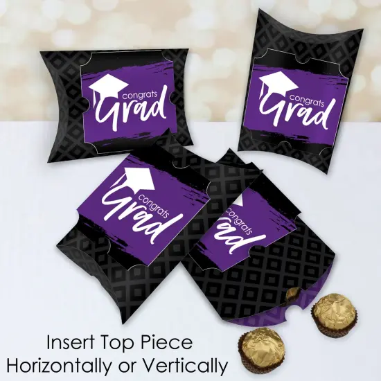 Big Dot of Happiness Purple Grad - Best is Yet to Come - Favor Gift Boxes - Purple Graduation Party Large Pillow Boxes - Set of 12 {4}