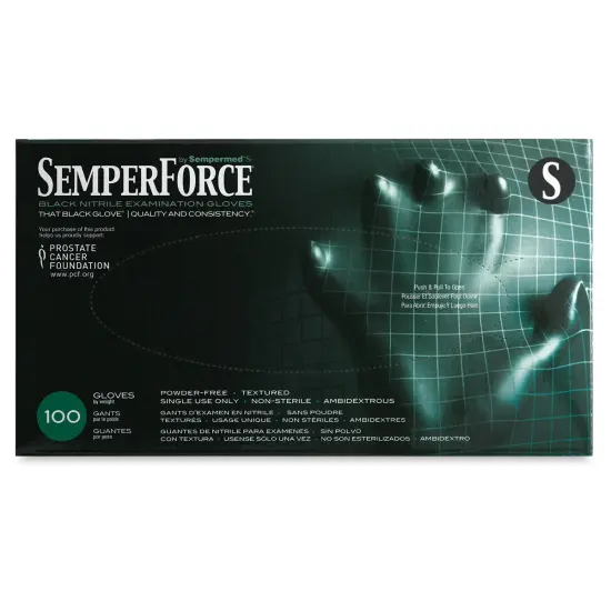 SemperForce Black Textured Nitrile Gloves, Box of 100 - Small {2}