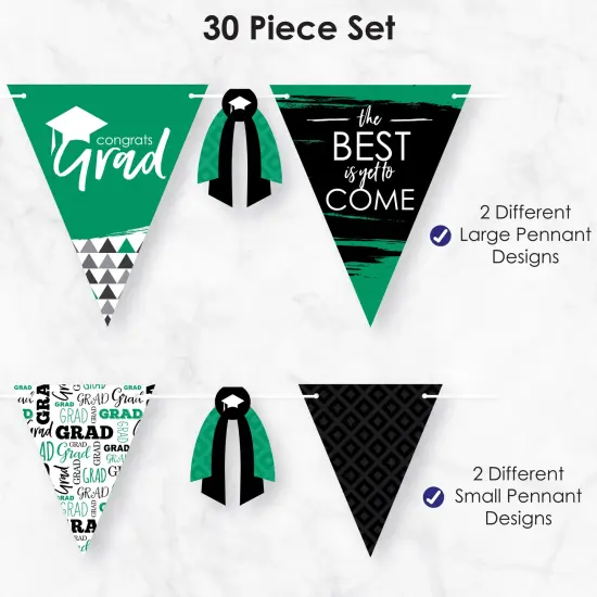 Big Dot of Happiness 30 Piece Green Graduation Party Pennant Triangle Banner {6}