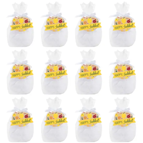 Big Dot of Happiness Sukkot - Sukkah Holiday Clear Goodie Favor Bags - Treat Bags With Tags - Set of 12 {6}