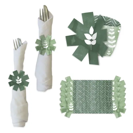 Big Dot of Happiness Boho Botanical - Greenery Party Paper Napkin Holder - Napkin Rings - Set of 24 {1}