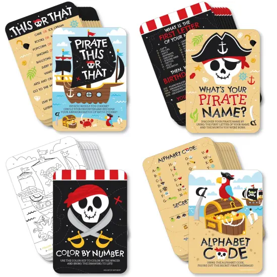 Big Dot of Happiness Pirate Ship Adventures - 4 Skull Birthday Party Games - 10 Cards Each - Gamerific Bundle {1}