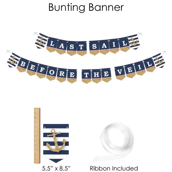 Big Dot of Happiness Last Sail Before The Veil - Nautical Bachelorette and Bridal Shower Supplies - Banner Decoration Kit - Fundle Bundle {4}