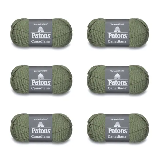 Patons Canadiana Med Green Tea Yarn - 6 Pack of 3.5oz/100g - Acrylic - 4 Medium - 205 Yards - Knitting/Crochet {1}