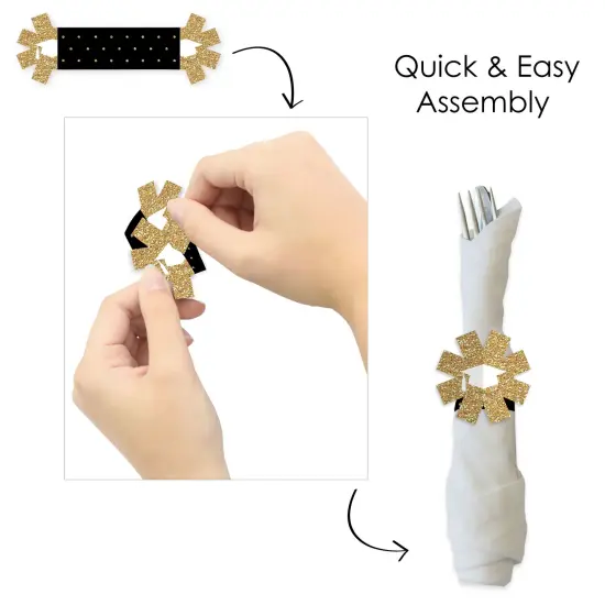 Big Dot of Happiness Tassel Worth The Hassle - Gold - Graduation Party Paper Napkin Holder - Napkin Rings - Set of 24 {6}