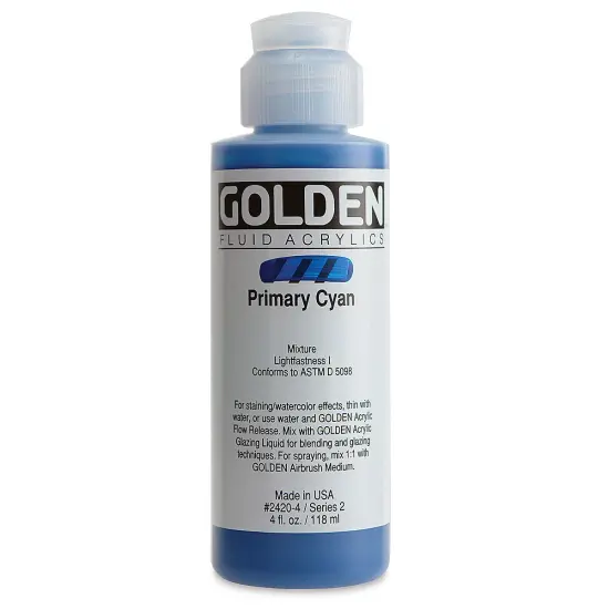 Golden Fluid Acrylics - Primary Cyan, 4 oz bottle {2}