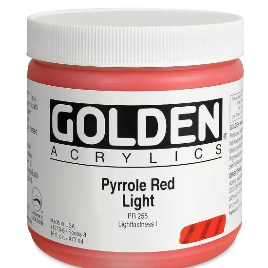 Golden Heavy Body Artist Acrylics - Pyrrole Red Light, 16 oz Jar {2}