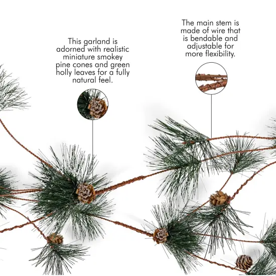 Ornativity Pinecone and Needles Garland - Pine Needles and Pinecone Rustic Holiday Christmas Tree Natural Garland Decorations &ndash; 6 Ft {4}