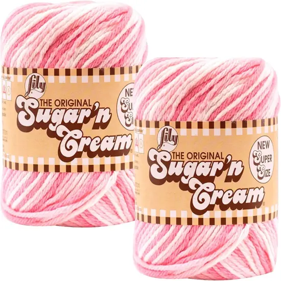 (Pack of 2) Lily Sugar'n Cream Yarn - Ombres Super Size-Strawberry {1}