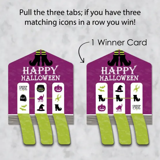 Big Dot of Happiness Happy Halloween - Witch Party Game Pickle Cards - Pull Tabs 3-in-a-Row - 12 Ct {4}