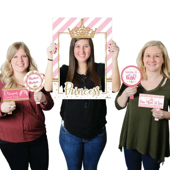 Big Dot of Happiness Little Princess Crown - Baby Shower or Birthday Party Selfie Photo Booth Picture Frame & Props - Printed on Sturdy Material {1}
