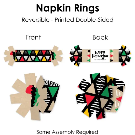 Big Dot of Happiness Happy Kwanzaa - Heritage Holiday Party Paper Napkin Holder - Napkin Rings - Set of 24 {7}