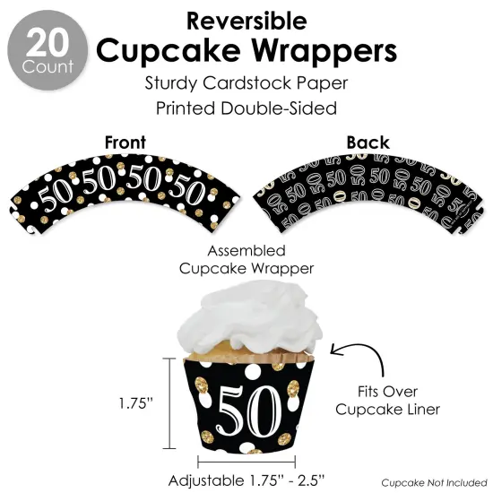 Big Dot of Happiness Adult 50th Birthday - Gold - Birthday Party Favors and Cupcake Kit - Fabulous Favor Party Pack - 100 Pieces {6}