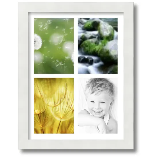 ArtToFrames Collage Photo Picture Frame with 4 - 5x7 inch Openings, Framed in White with Over 62 Mat Color Options and Regular Glass (CSM-3966-2153) {1}