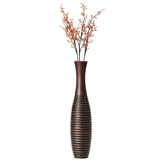Elegant Decorative Tall Trumpet Shape Floor Vase in Brown - Modern Home D&eacute;cor Accent, Sleek Tall Floor Vase for Living Room, Entryway, or Dining Room, Perfect for Dried Flowers or Silk Arrangements {5}