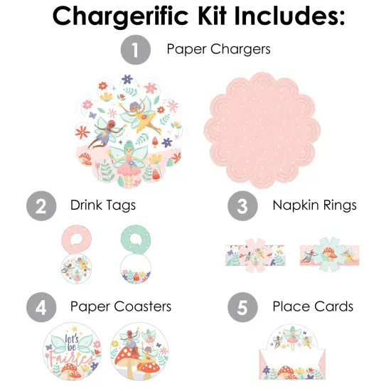 Big Dot of Happiness Let&rsquo;s Be Fairies - Fairy Garden Birthday Party Paper Charger and Table Decorations - Chargerific Kit - Place Setting for 8 {4}
