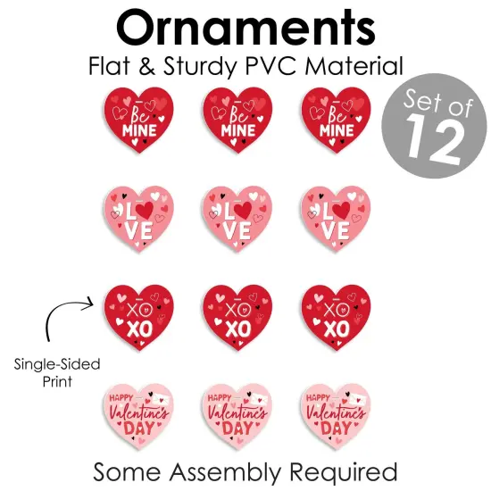 Big Dot of Happiness Happy Valentine's Day - Valentine Hearts Decorations - Tree Ornaments - Set of 12 {6}