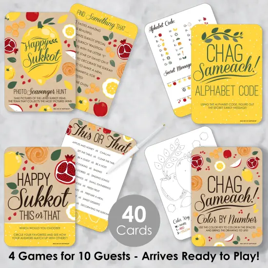 Big Dot of Happiness Sukkot - 4 Sukkah Holiday Games - 10 Cards Each - Gamerific Bundle {3}