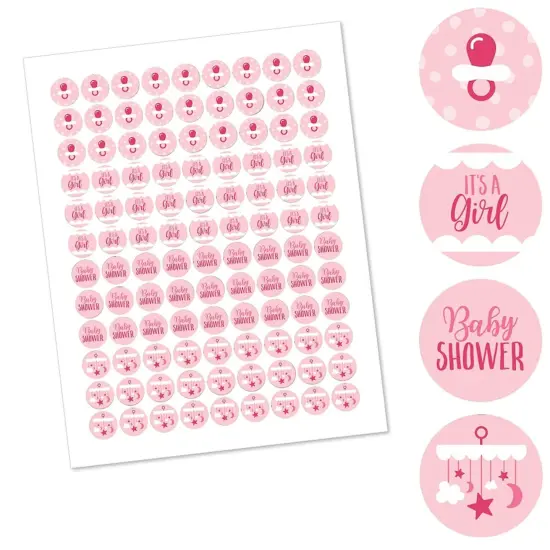 Big Dot of Happiness It's a Girl - Pink Baby Shower Round Candy Sticker Favors - Labels Fits Chocolate Candy (1 sheet of 108) {3}