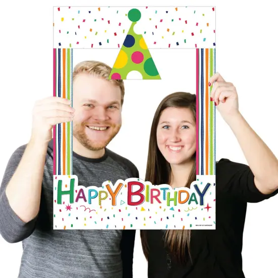 Big Dot of Happiness Cheerful Happy Birthday - Colorful Birthday Party Selfie Photo Booth Picture Frame and Props - Printed on Sturdy Material {4}