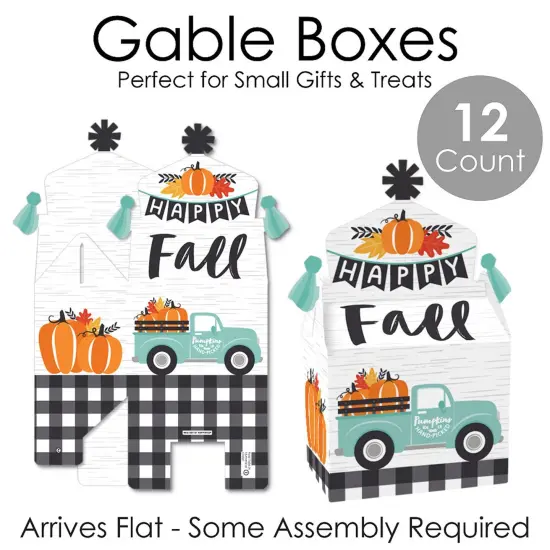 Big Dot of Happiness Happy Fall Truck - Treat Box Party Favors - Harvest Pumpkin Party Goodie Gable Boxes - Set of 12 {7}